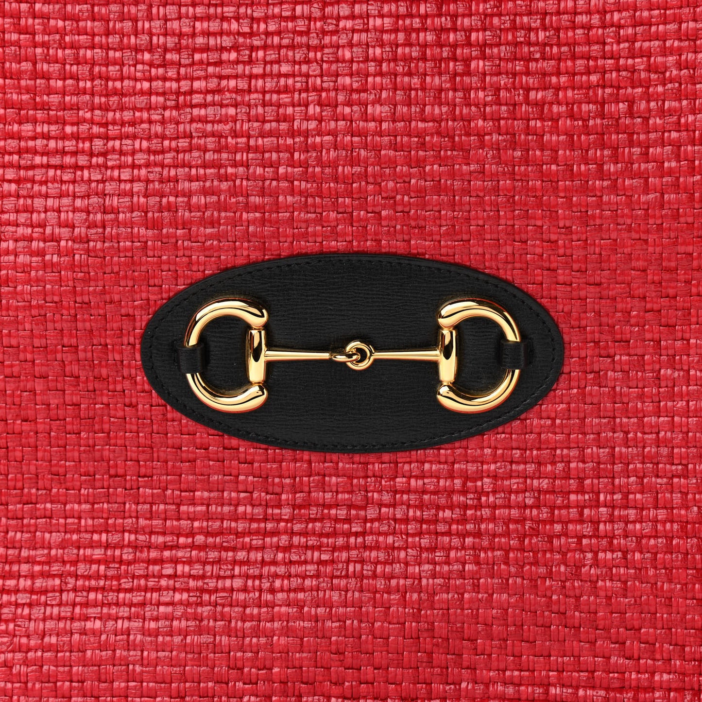 Straw Azalea Calfskin Horsebit 1955 Tote Bag Coral Wave Black