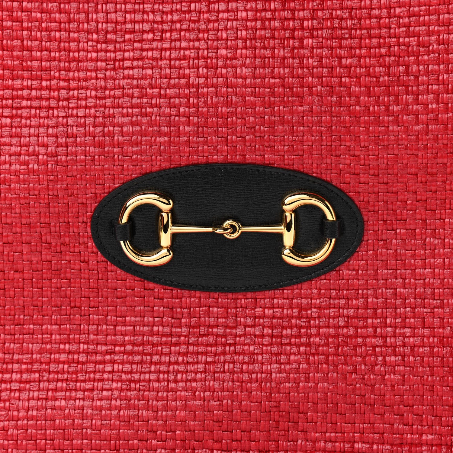 Gucci Straw Azalea Calfskin Horsebit 1955 Tote Bag Coral Wave Black 8 of 10