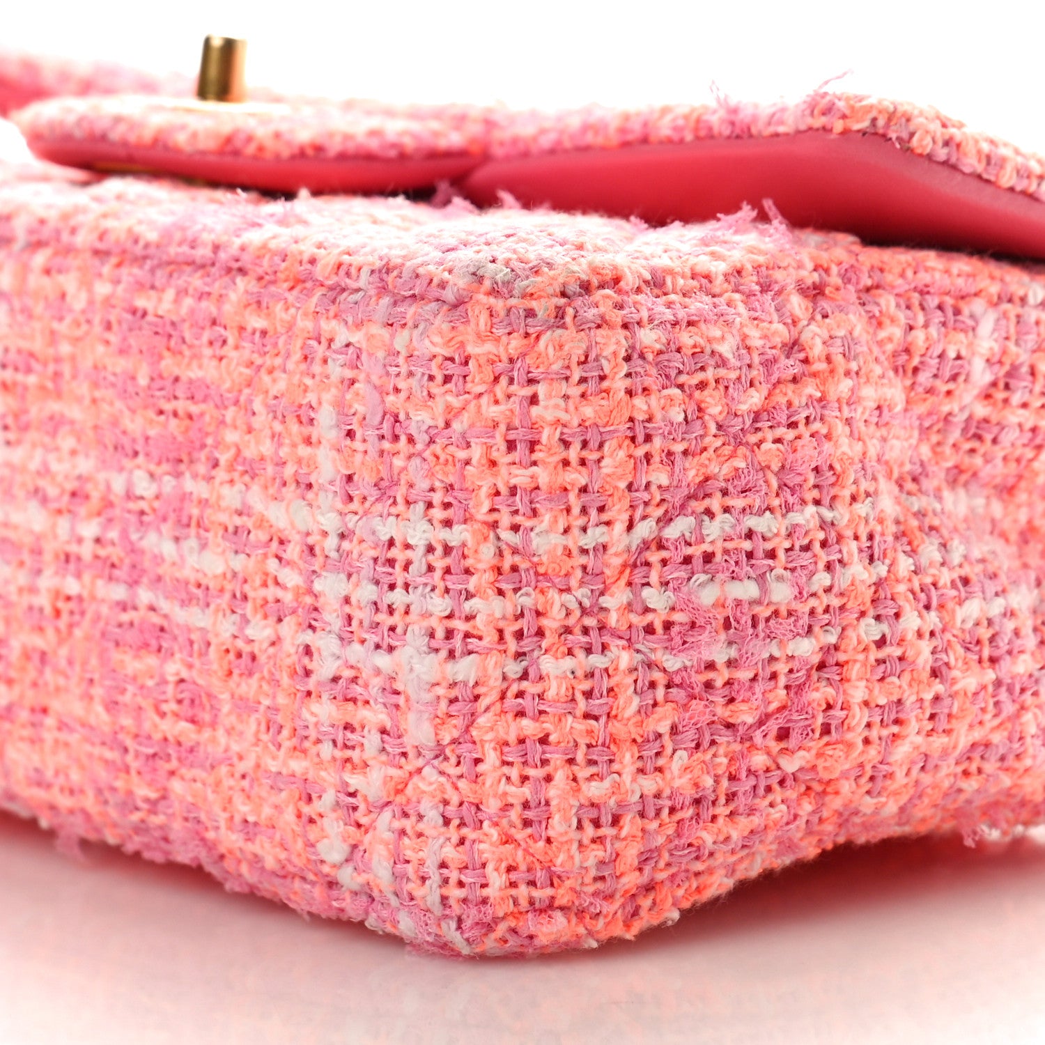 Chanel Tweed Quilted Mini Rectangular Flap Pink Multicolor 11 of 12