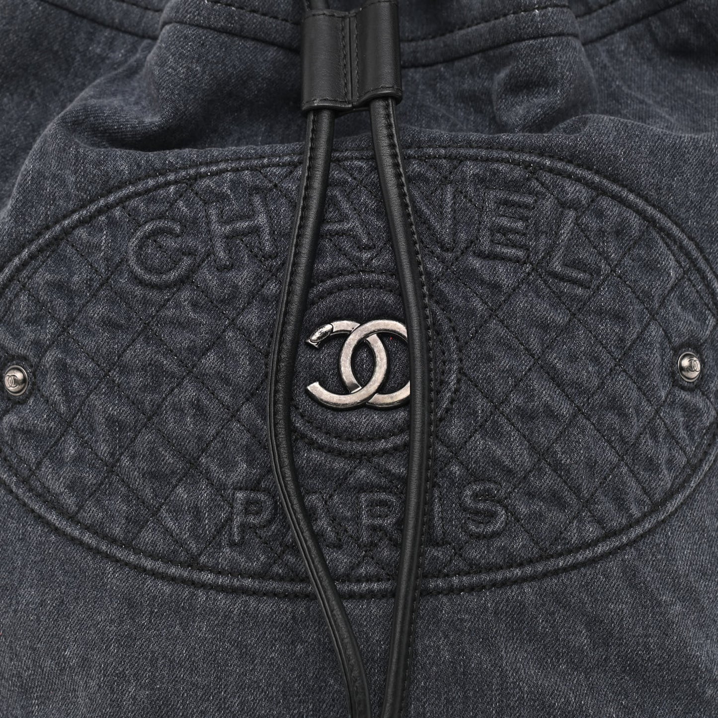 Denim Drawstring Backpack Blue