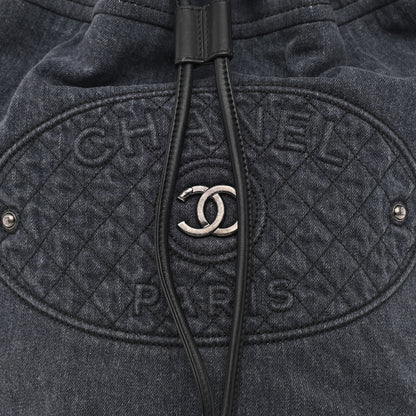 Chanel Denim Drawstring Backpack Blue 8 of 10