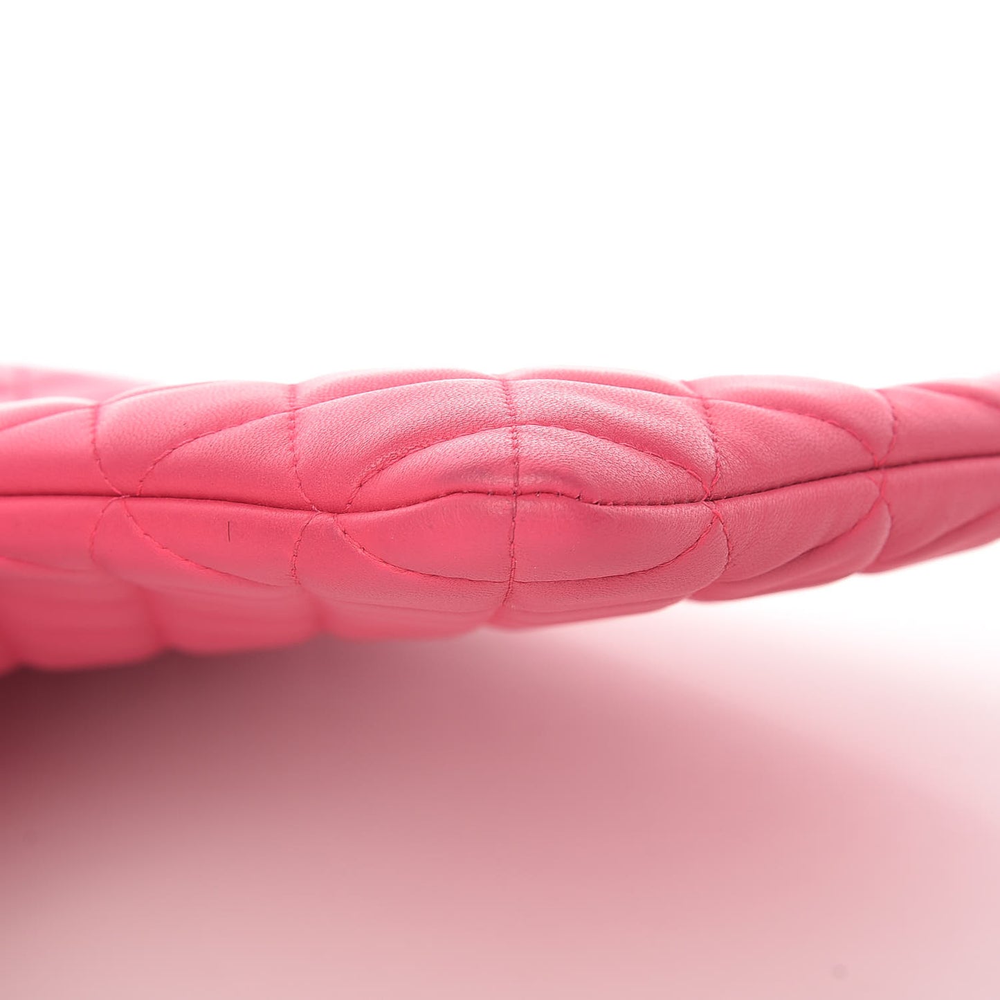 Lambskin Quilted Large Cosmetic Case Dark Pink