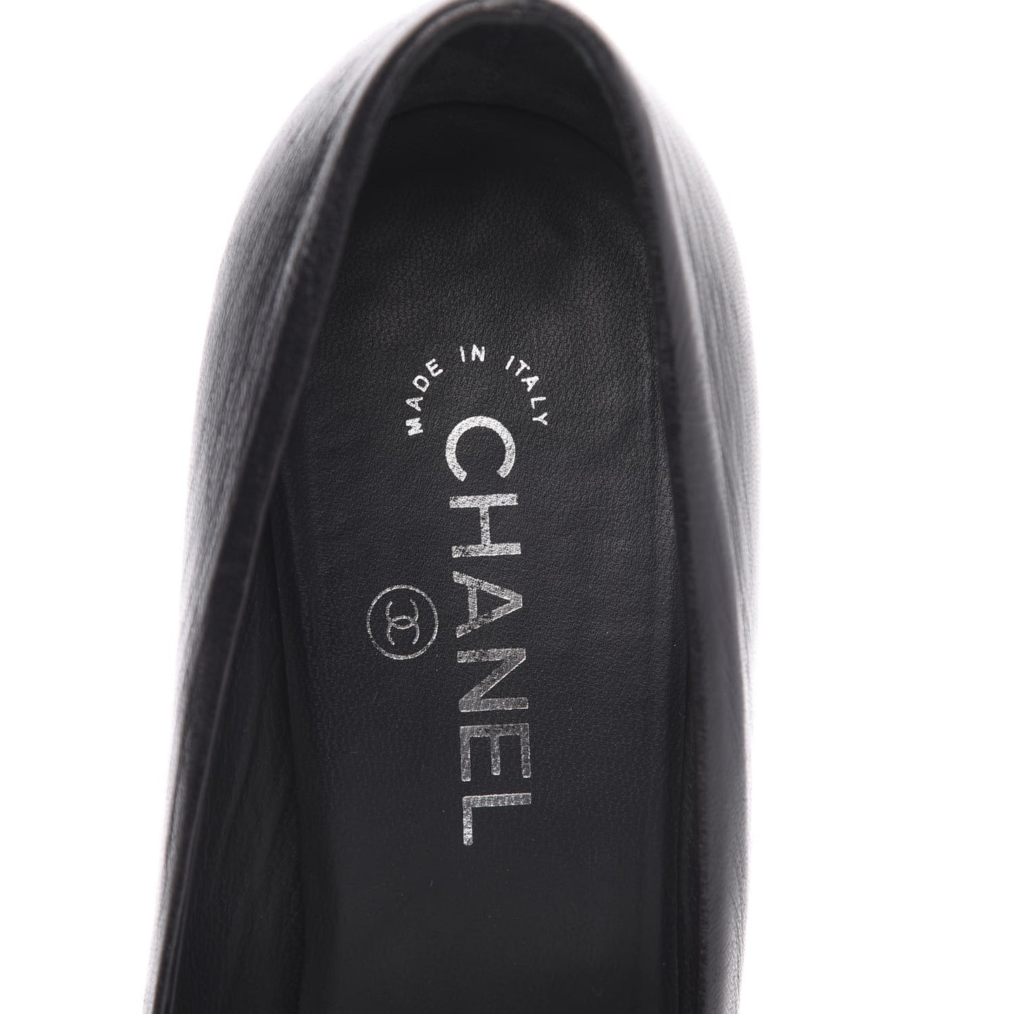 Lambskin CC Cap Toe Platform Chain Pumps 41 Black
