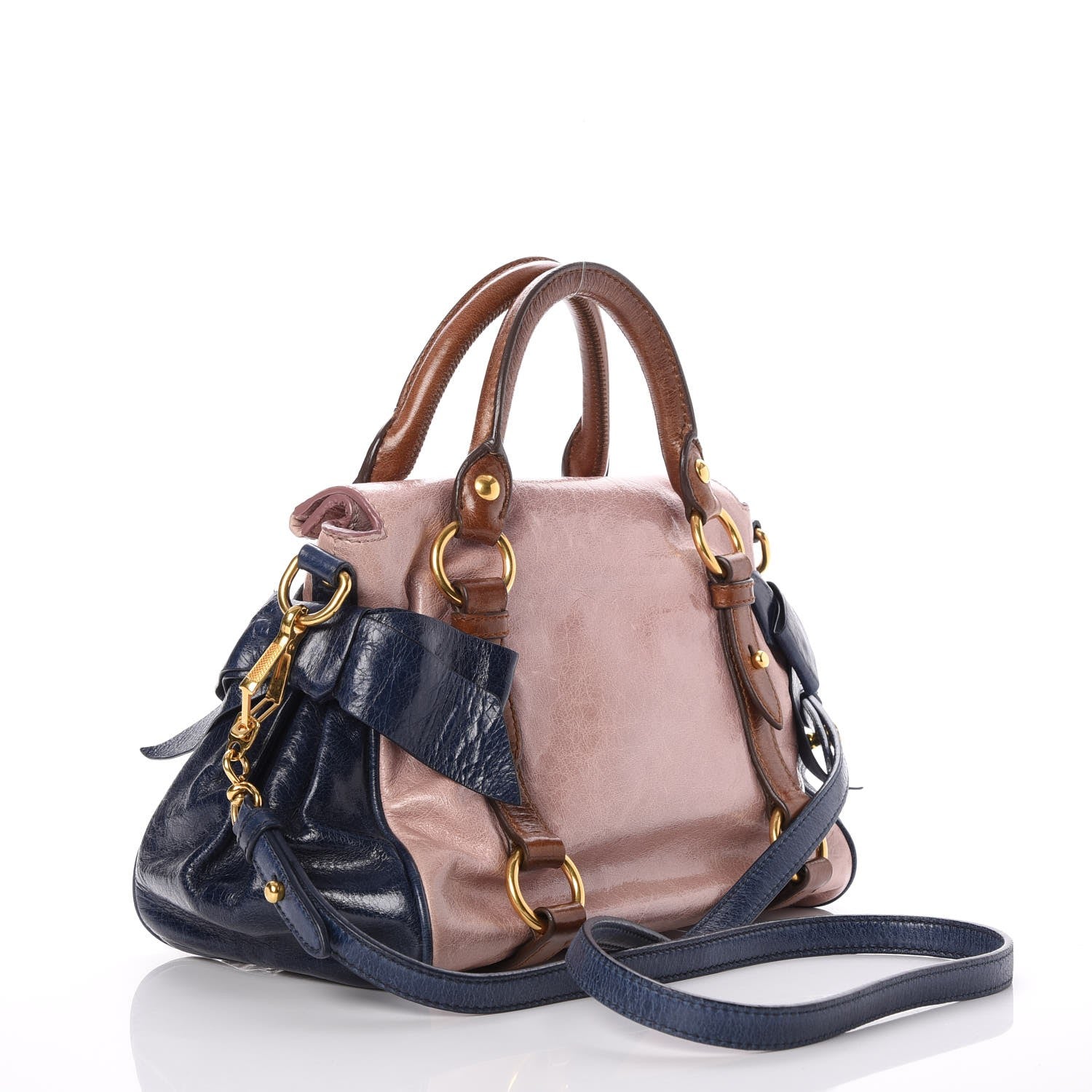 バッグ miu miu vitello lux 2way ribbon bag Miu Miu Vitello Lux Side Ribbon 2-Way Shoulder Handbag