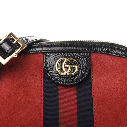 Gucci Suede Patent Web GG Small Ophidia Dome Shoulder Bag Hibiscus Red 11 of 11