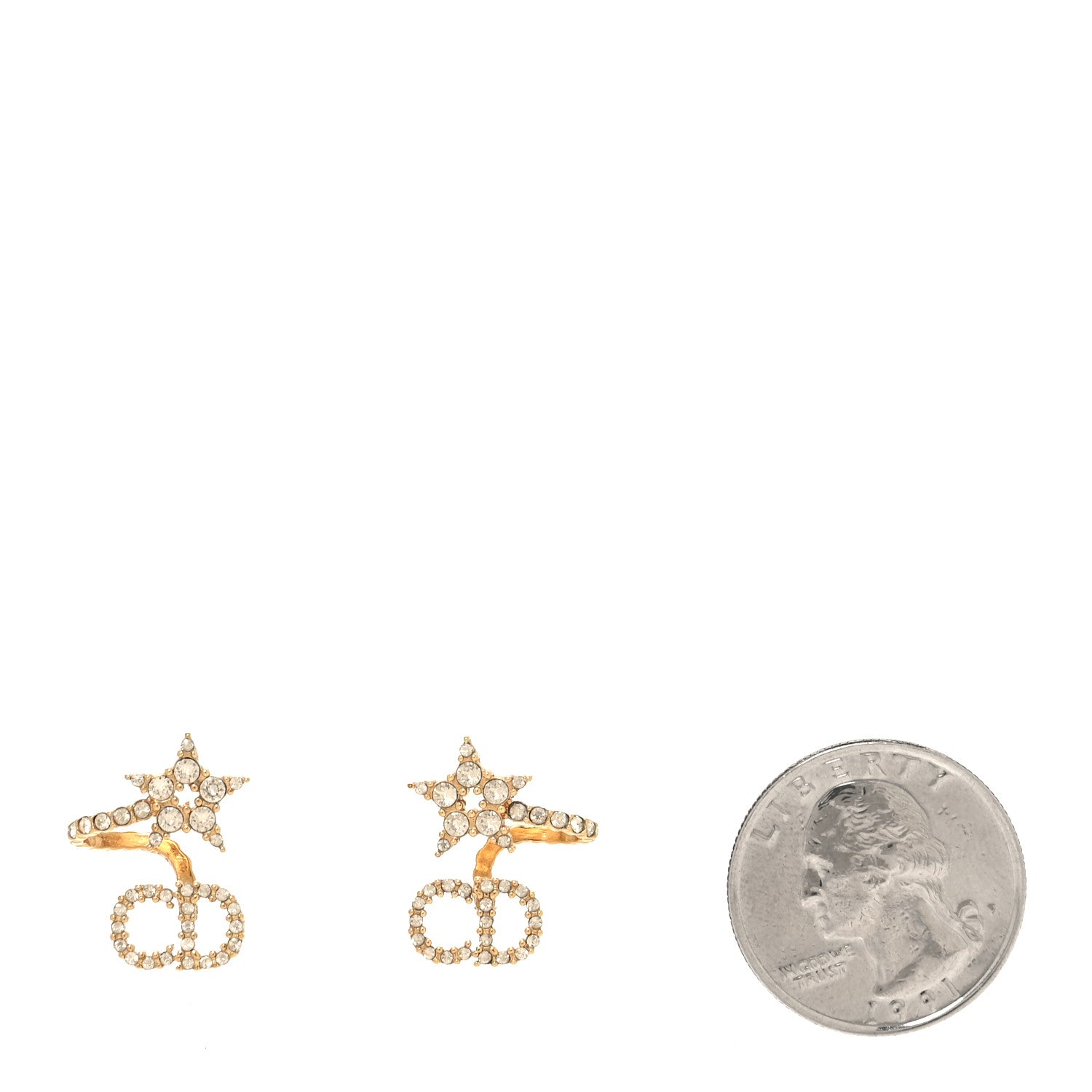 Christian Dior Crystal Clair D Lune Wrap Around Earrings Gold 2 of 4
