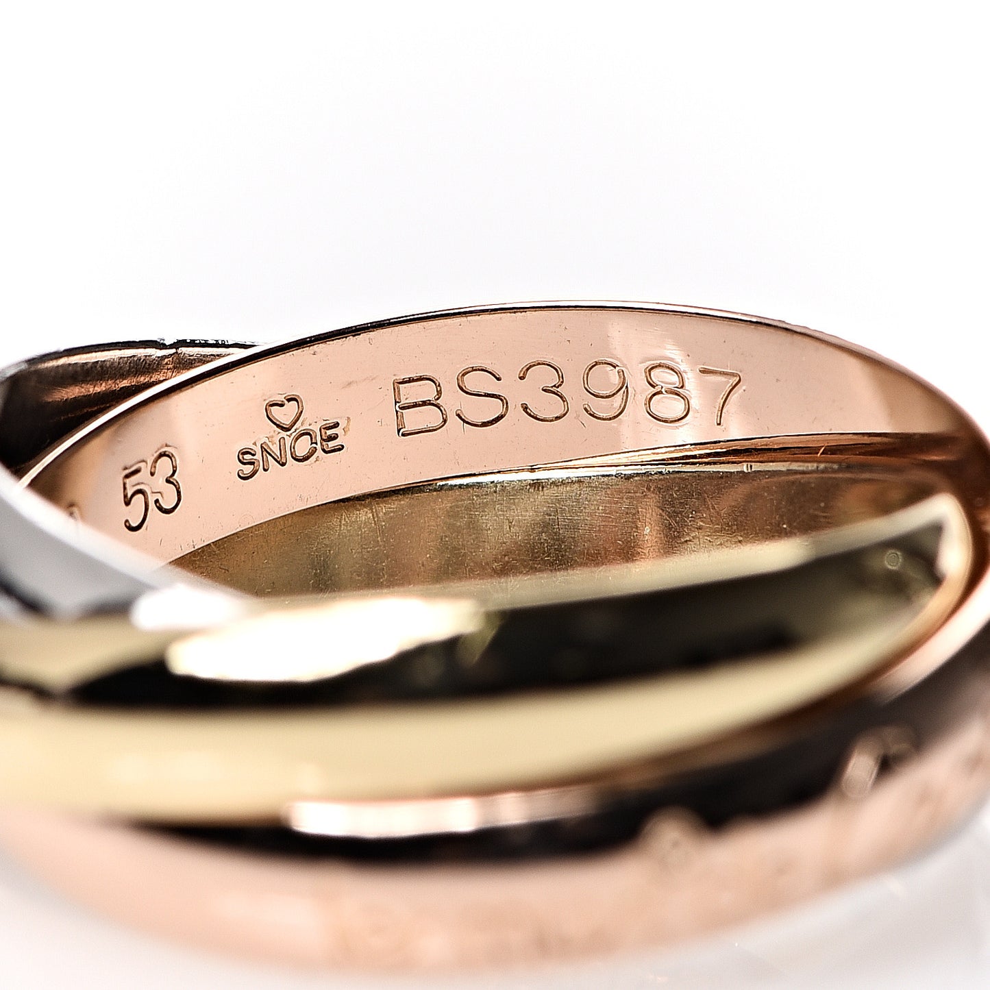 18K Pink Yellow White Gold Classic Les Must De Trinity Ring 53 6.25