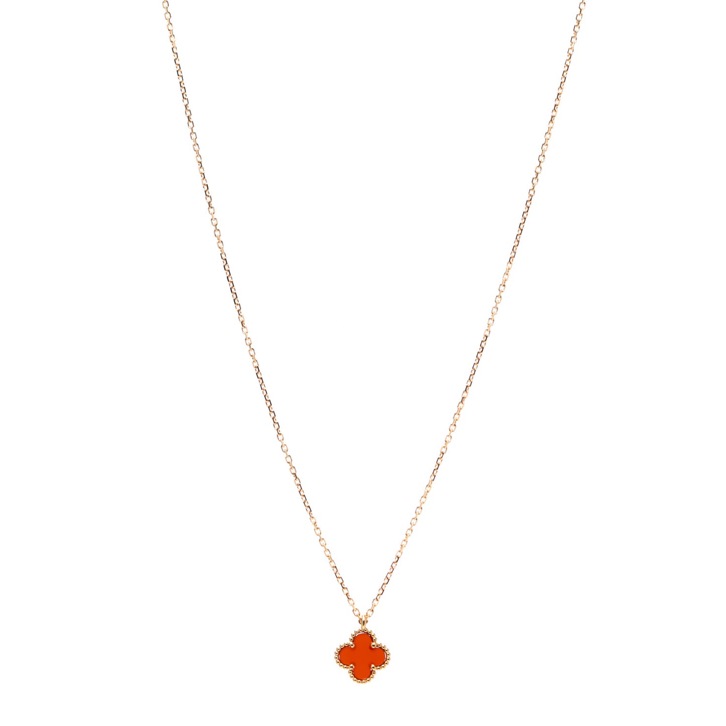 18K Rose Gold Carnelian Sweet Alhambra Pendant Necklace