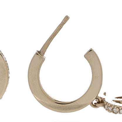 Chanel Crystal Bead CC Hoop Drop Earrings Light Gold 5 of 6