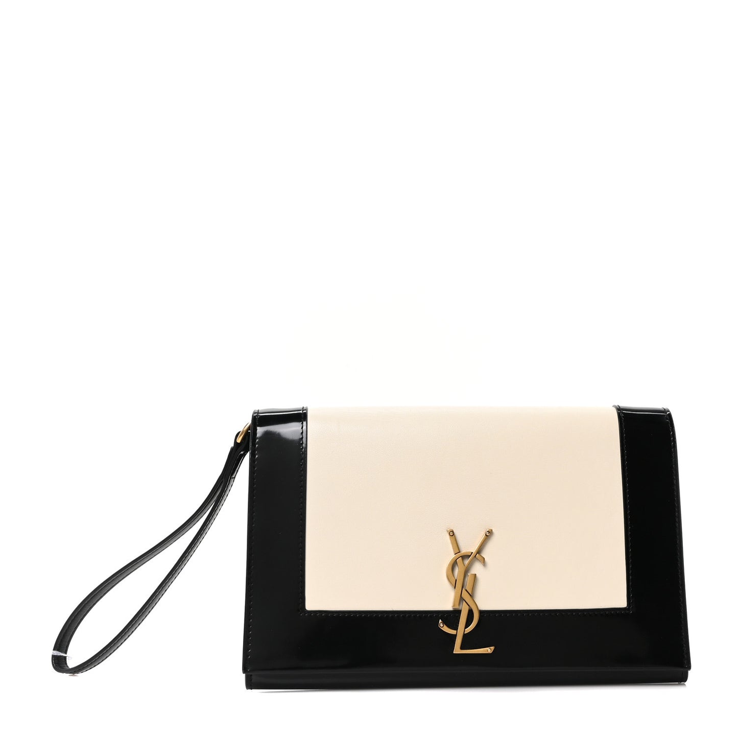 Nappa Patent Calfskin Two-Toned Monogram Pouch Alabastro Black