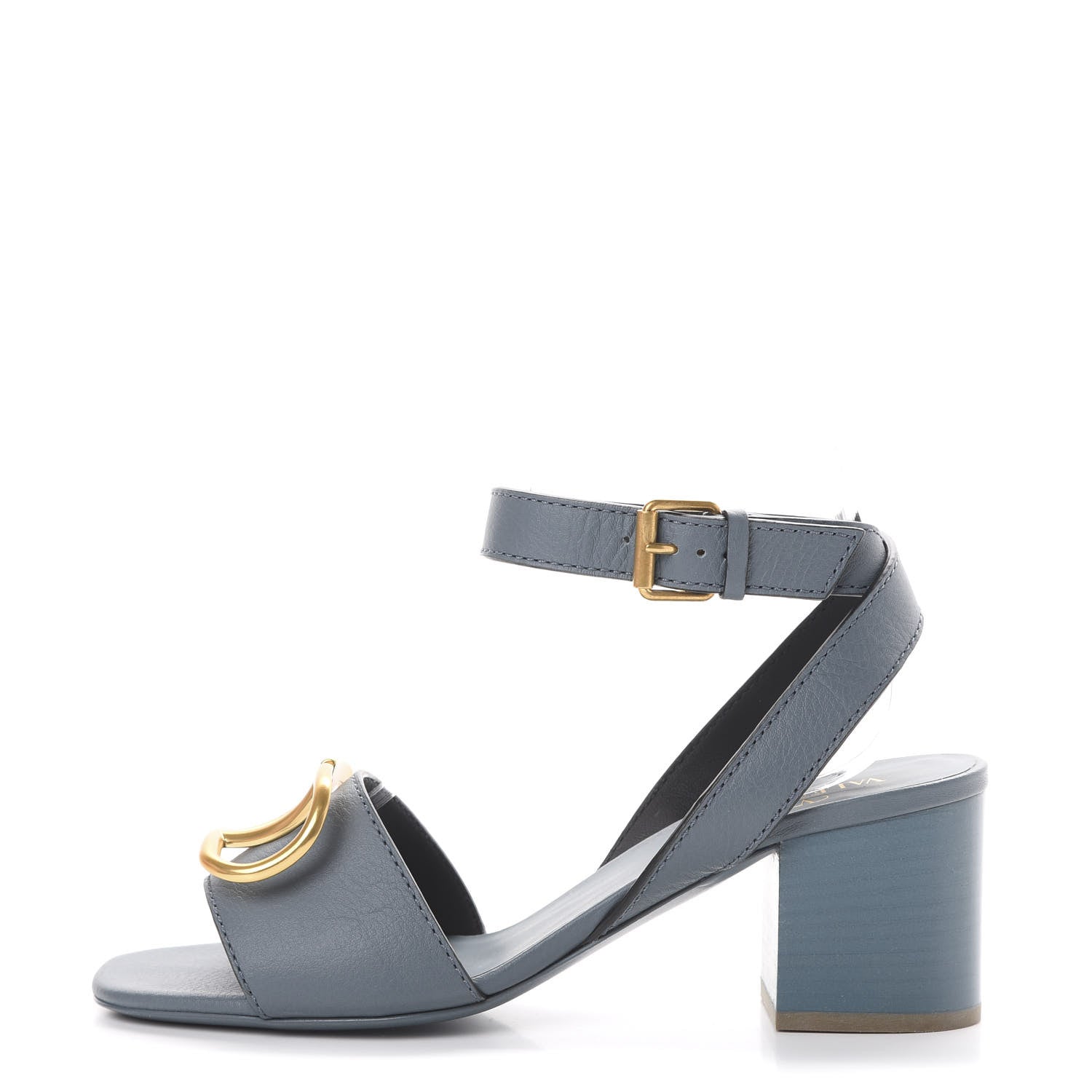 Valentino Garavani Grainy Cowhide VLogo 60mm Sandals 37.5 Amadeus 1 of 8