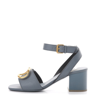 Valentino Garavani Grainy Cowhide VLogo 60mm Sandals 37.5 Amadeus 1 of 8