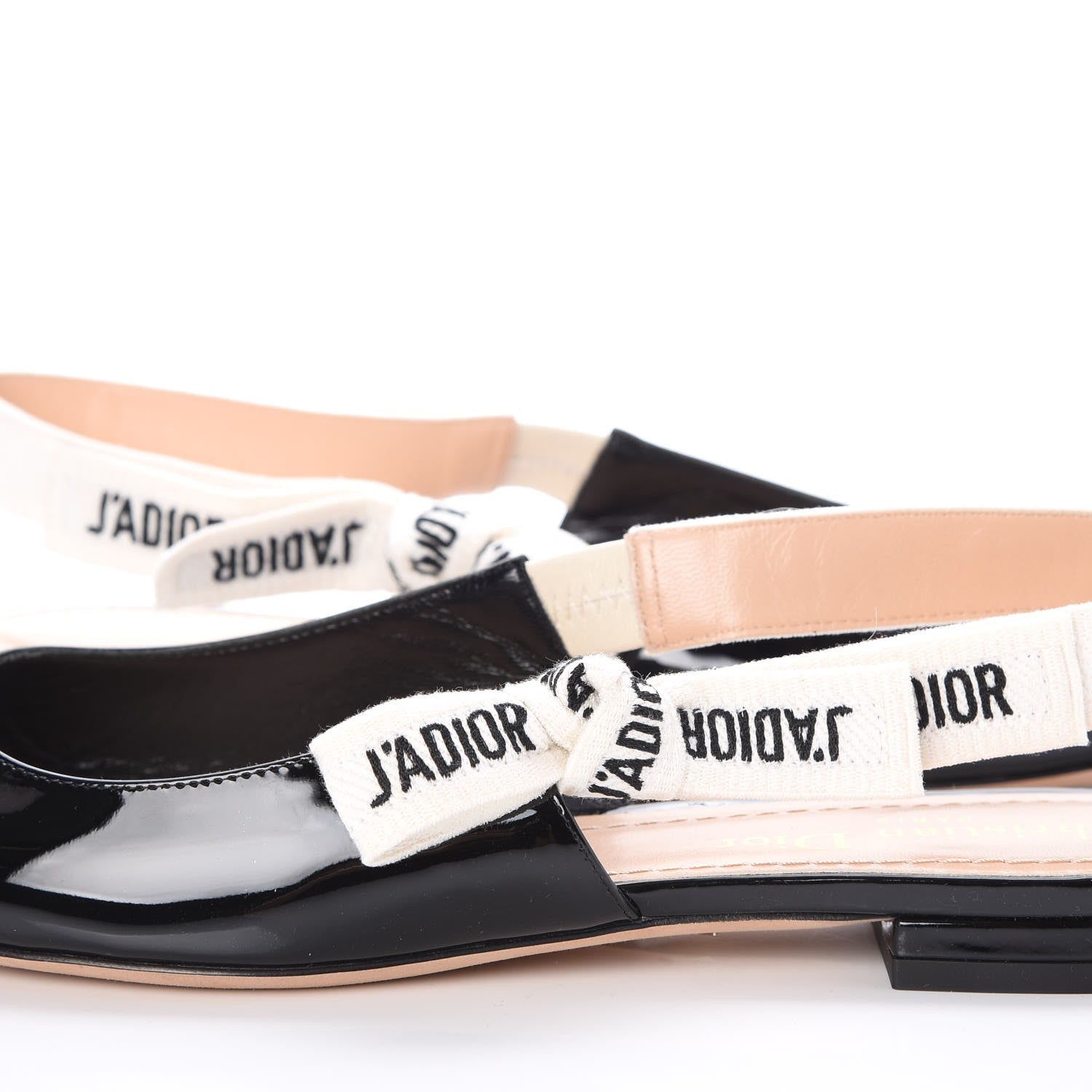 Christian Dior Patent Ribbon J'Adior Slingback Ballet Flats 37 Black 4 of 9