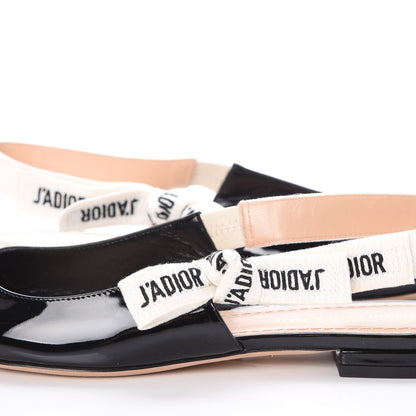 Christian Dior Patent Ribbon J'Adior Slingback Ballet Flats 37 Black 4 of 9