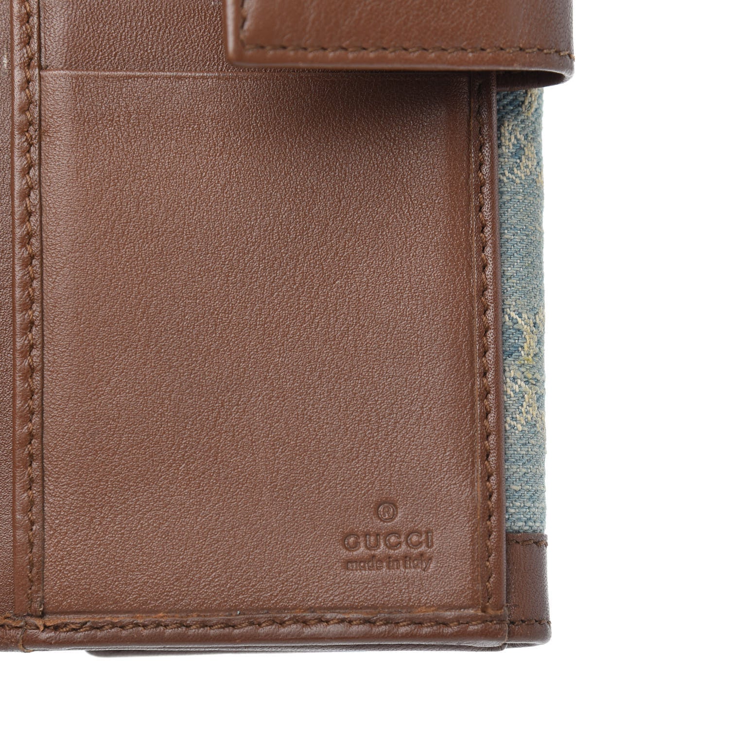 Gucci Monogram Script Continental Wallet Blue Denim 6 of 11