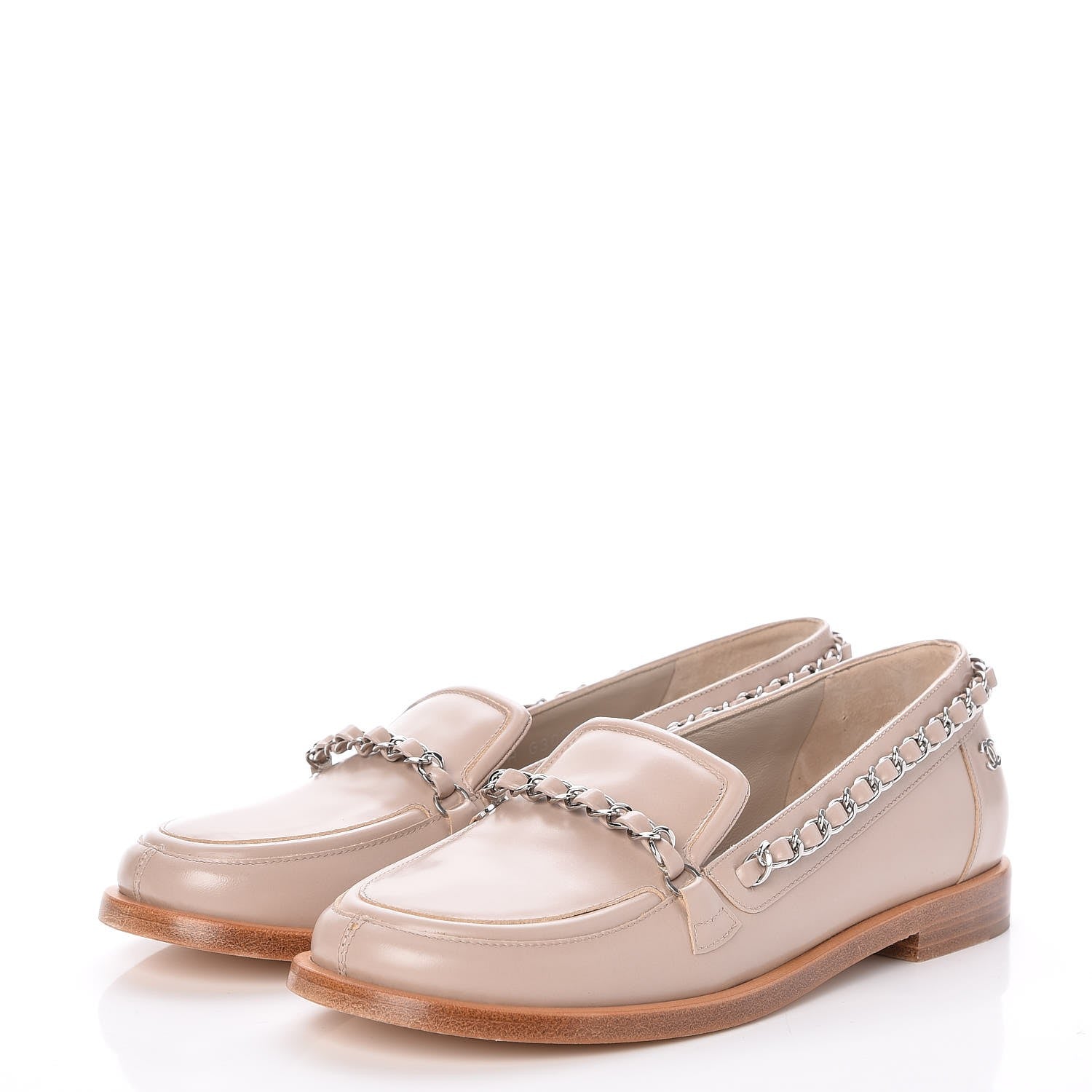 Chanel Calfskin Chain Mocassin Loafers 35 Beige 3 of 8