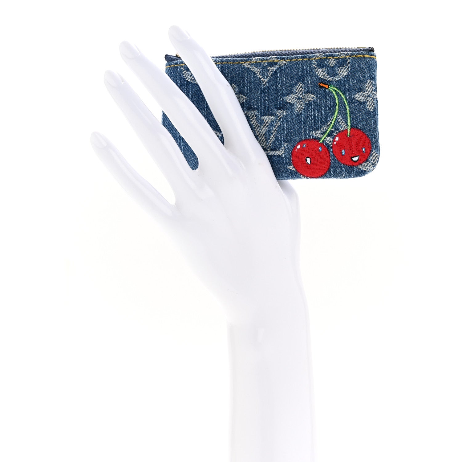 Louis Vuitton LV X TM Monogram Denim Cerises Key Pouch Blue