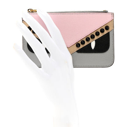 Fendi Vitello Elite Monster Eyes Studded Zip Pouch Ghiaccio Black Multicolor 2 of 7