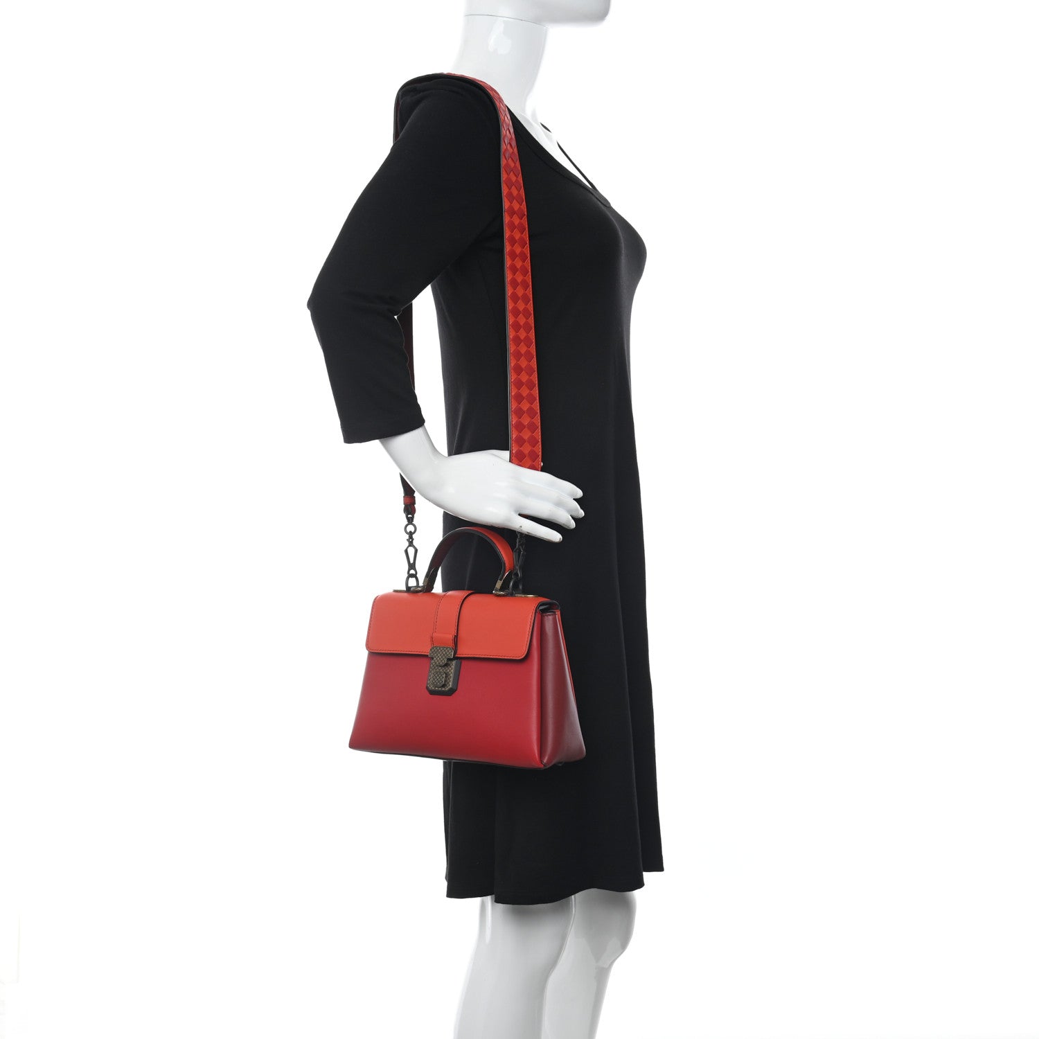 Bottega Veneta Nappa Small Piazza Bag Red 2 of 13