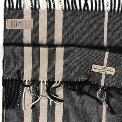 Burberry Cashmere Giant Check Fringe Scarf Charcoal Charcoal 3 of 3