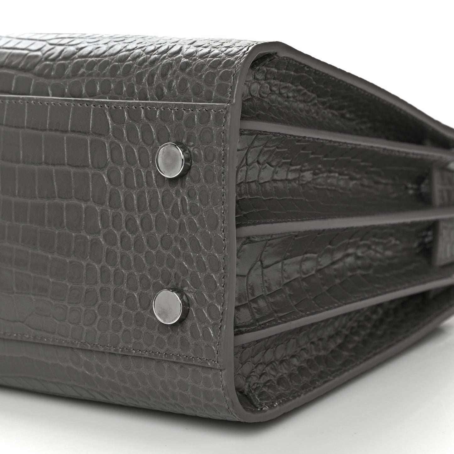 Calfskin Crocodile Embossed Baby Sac De Jour Fog