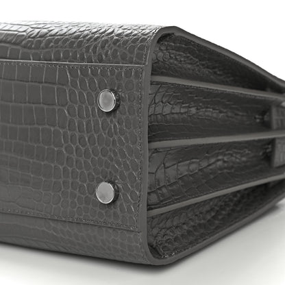 Saint Laurent Calfskin Crocodile Embossed Baby Sac De Jour Fog 9 of 9