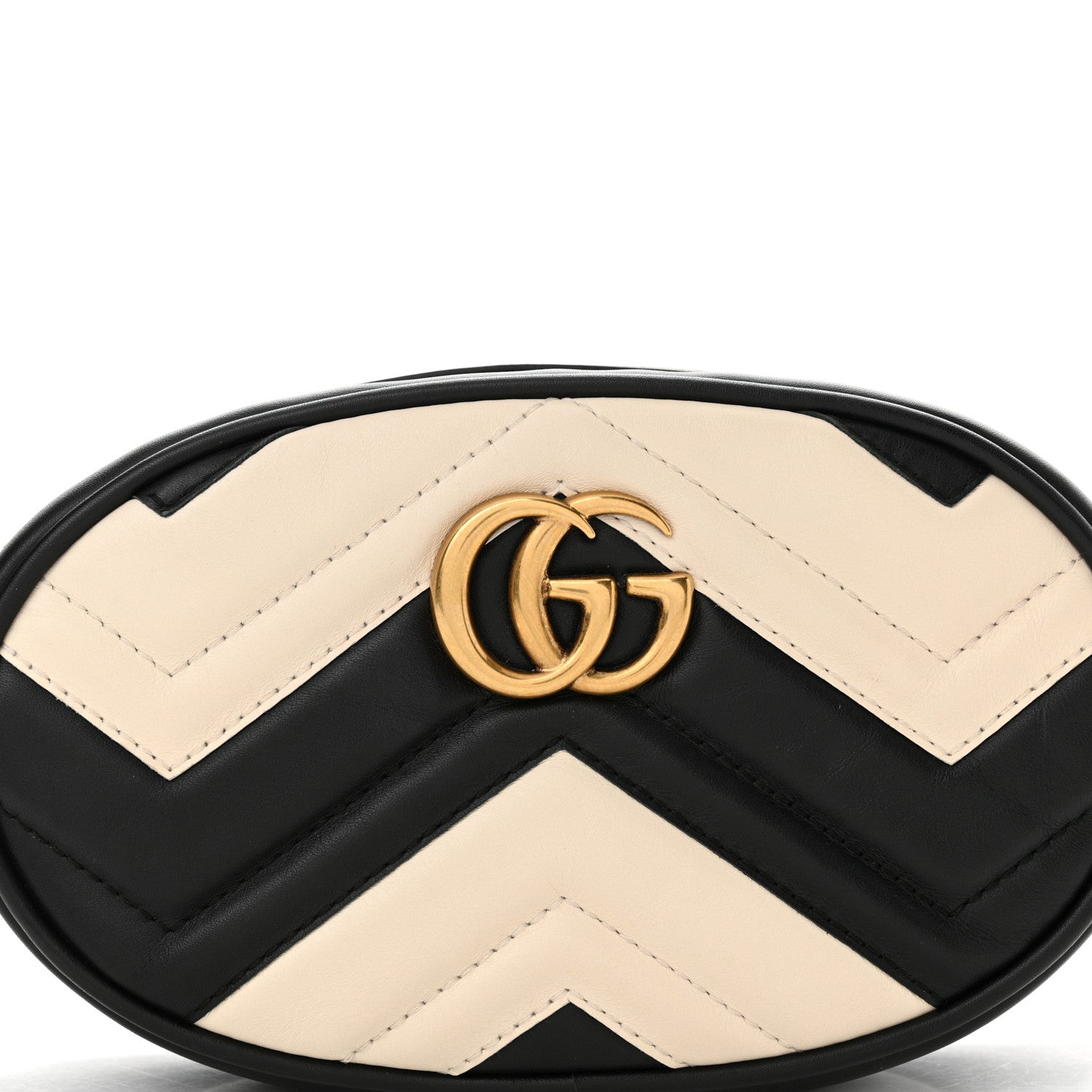Gucci Calfskin Matelasse GG Marmont Belt Bag 75 30 Black White 8 of 10
