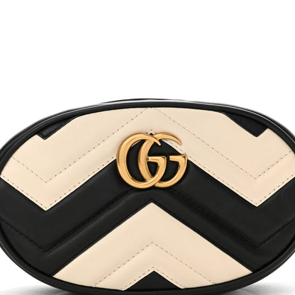Gucci Calfskin Matelasse GG Marmont Belt Bag 75 30 Black White 8 of 10