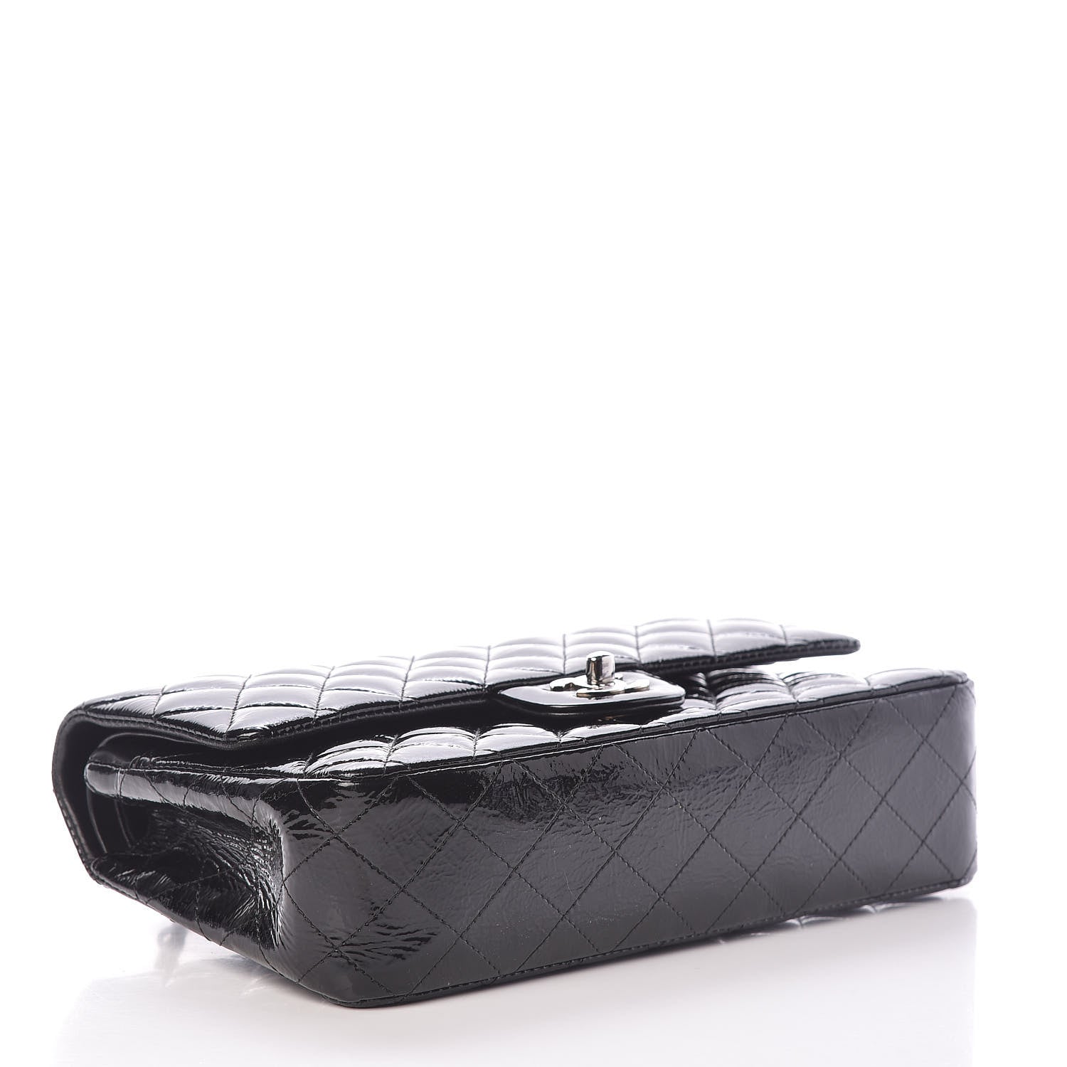 Chanel Distressed Patent Quilted Medium Double Flap Black 4 of 10