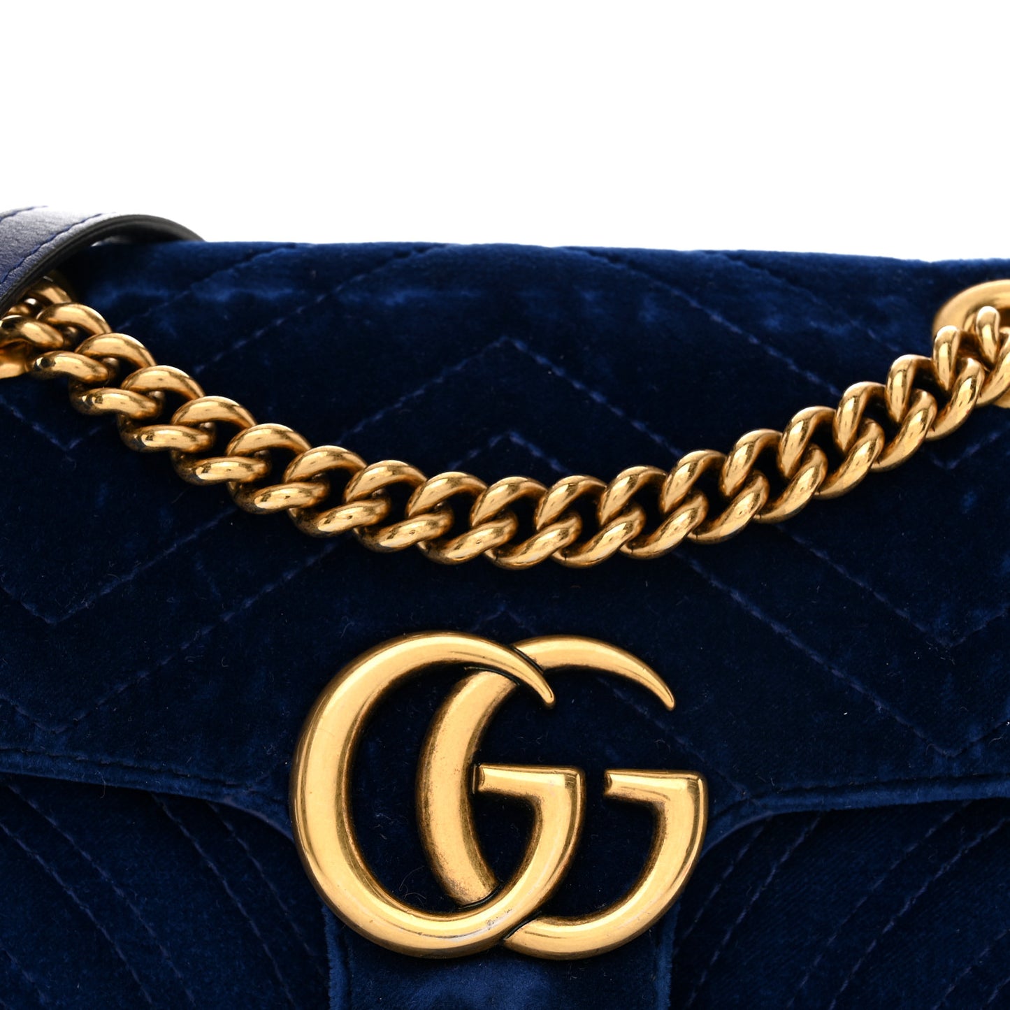 Velvet Matelasse Mini GG Marmont Shoulder Bag Cobalt Blue