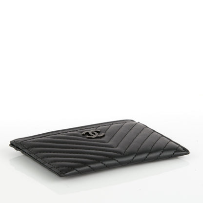 Chanel Lambskin Chevron Quilted Card Holder So Black 4 of 8