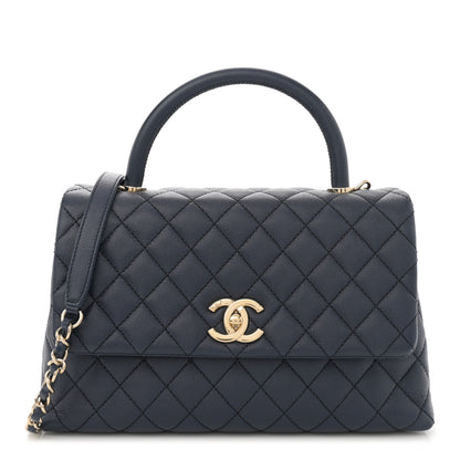 Chanel Caviar Quilted Small Coco Handle Flap Navy 1 of 10