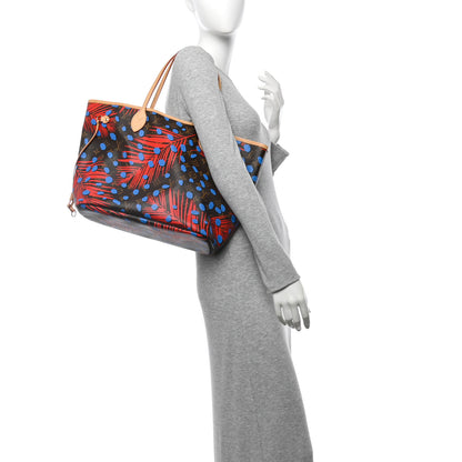 Louis Vuitton Monogram Jungle Dots Neo Neverfull MM Coquelicot Denim 2 of 10