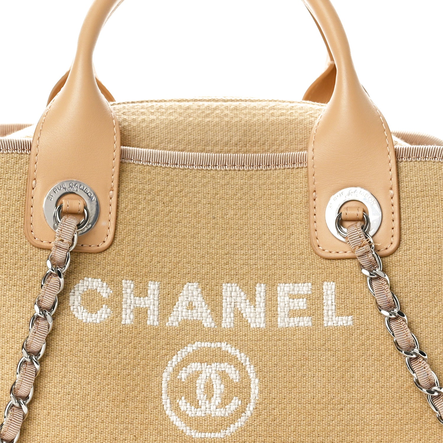 Chanel Denim Deauville Bowling Bag Beige 8 of 10