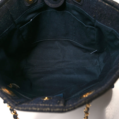 Chanel Lurex Canvas Small Deauville Tote Navy Blue Gold 5 of 12