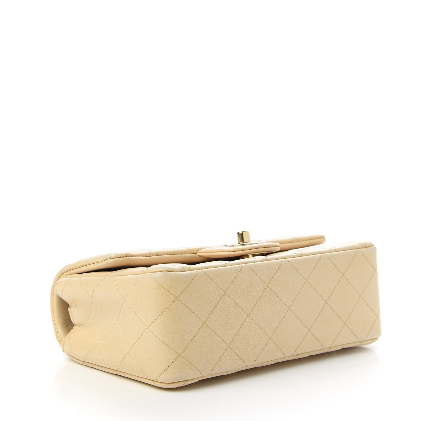 Lambskin Quilted Mini Rectangular Flap Beige
