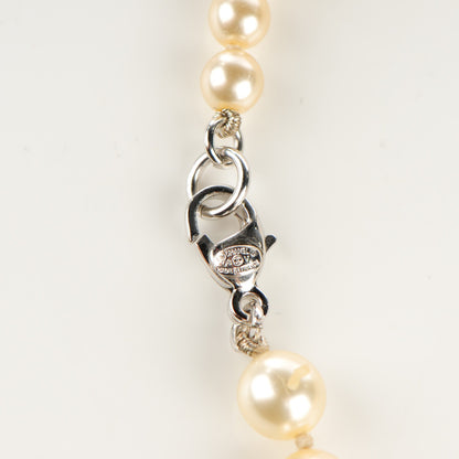 Chanel Graduated Pearl CC Long Necklace Silver 5 of 5