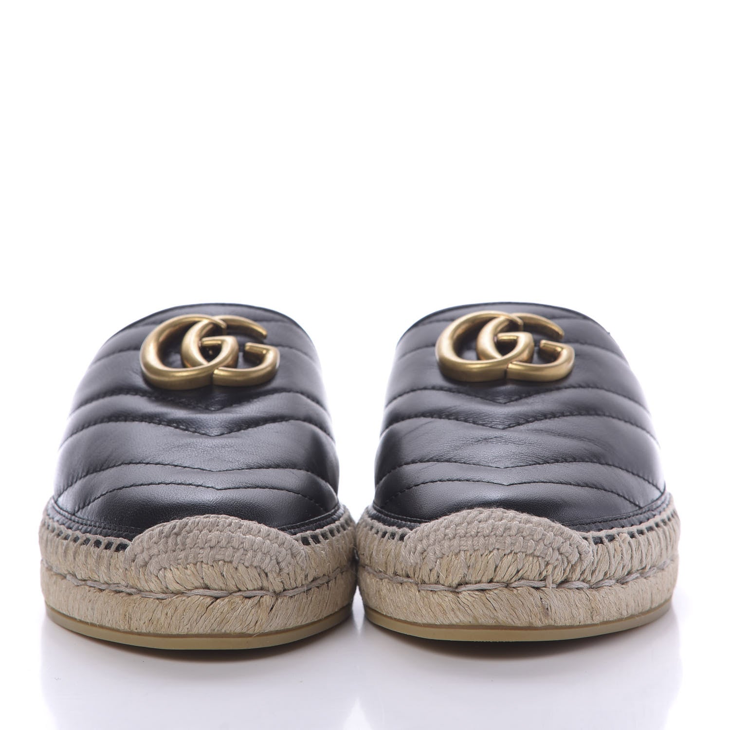 Gucci Nappa Matelasse GG Marmont Espadrille Slippers 35.5 Black 2 of 12