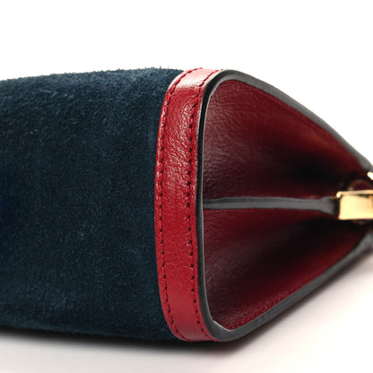 Gucci Suede Calfskin Web Small Ophidia Chain Shoulder Bag New Blue Romantic Cherry 11 of 12