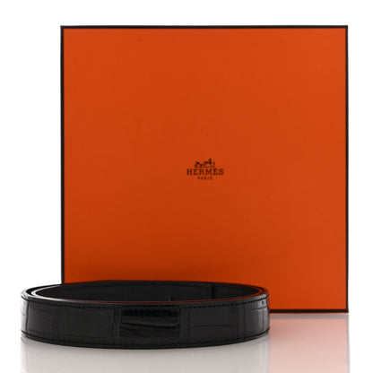 Hermes Shiny Porosus Crocodile Belt Strap 85 34 Black 5 of 5