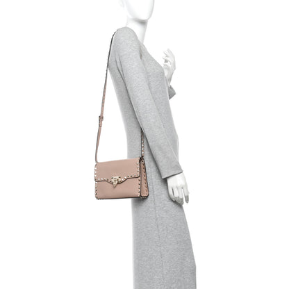 Valentino Garavani Pebbled Calfskin Medium Rockstud Flip Lock Crossbody Bag Poudre 2 of 10