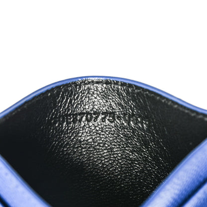 Saint Laurent Grain De Poudre Matelasse Chevron Monogram Credit Card Case Blue Majorelle 7 of 7
