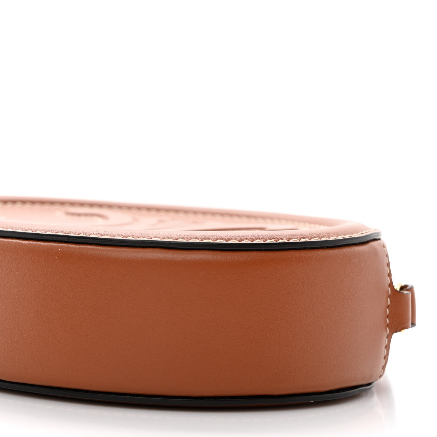 Celine Smooth Calfskin Cuir Small Triomphe Oval Crossbody Purse Tan 9 of 10