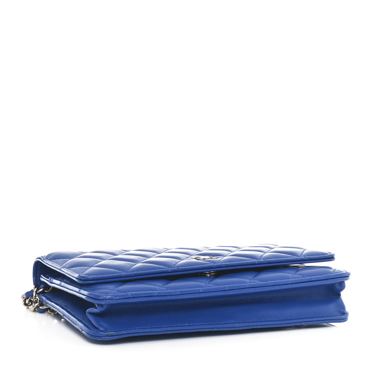 Chanel Lambskin Quilted Wallet On Chain WOC Blue 4 of 11