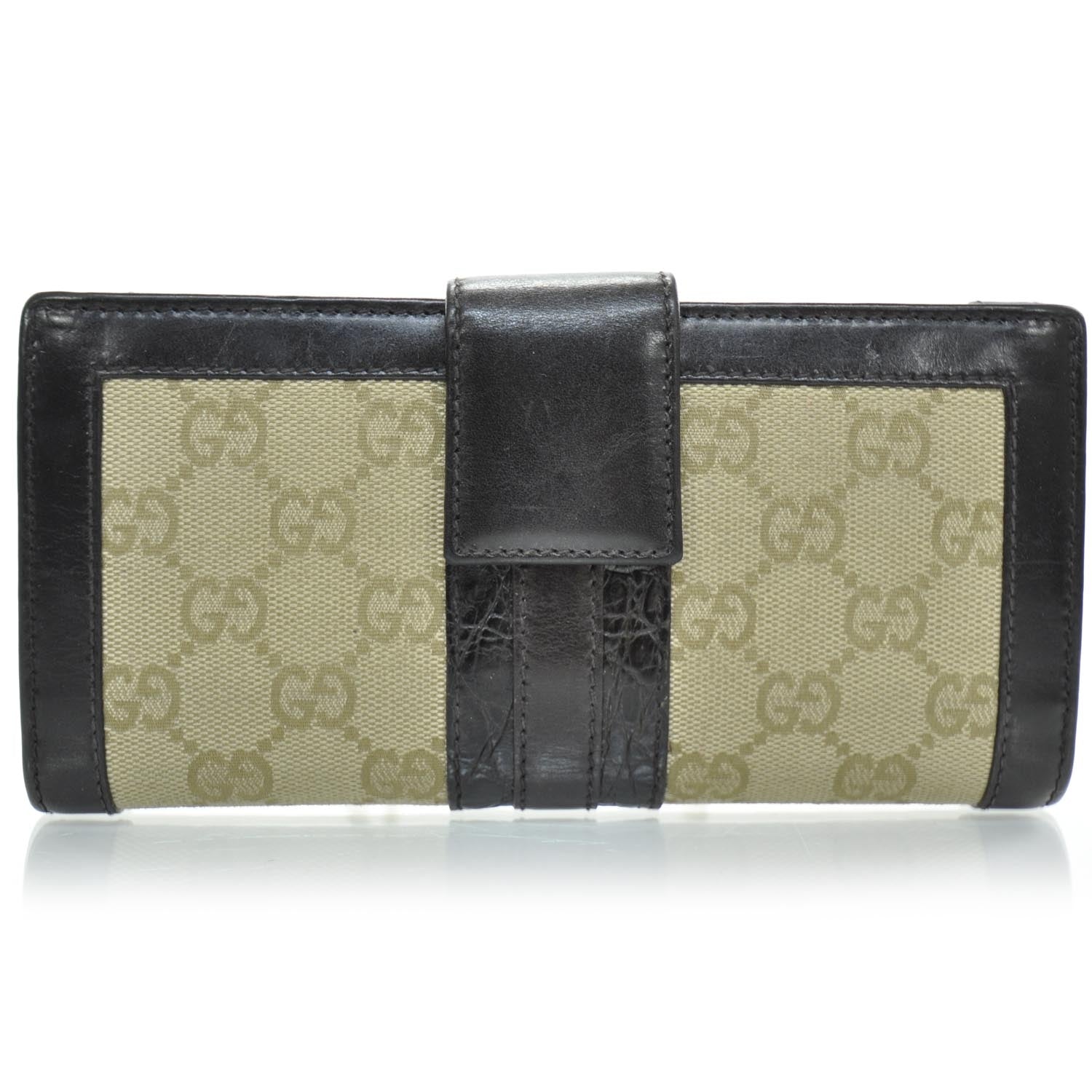 Gucci Monogram Crocodile Web Continental Wallet 1 of 9