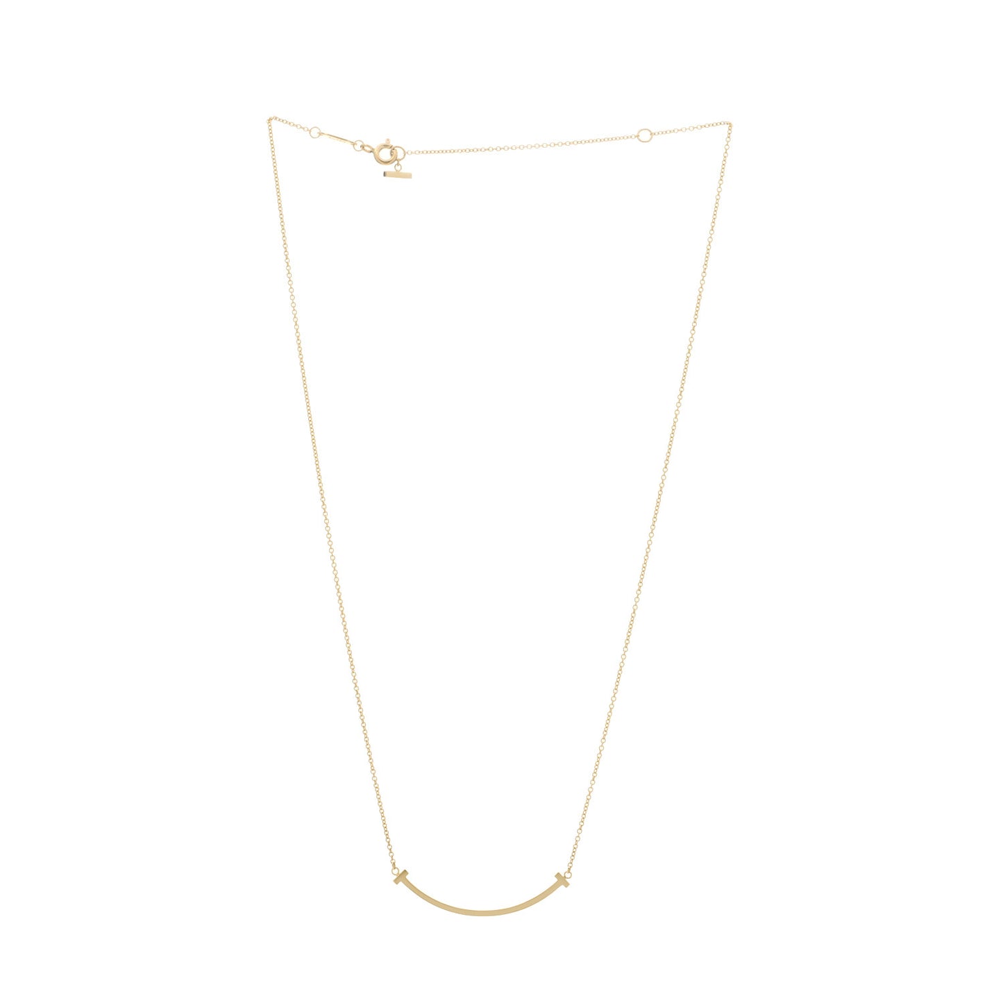 18K Yellow Gold Small T Smile Pendant Necklace