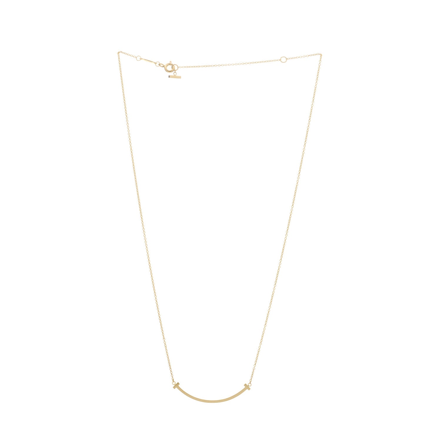 Tiffany 18K Yellow Gold Small T Smile Pendant Necklace 2 of 3