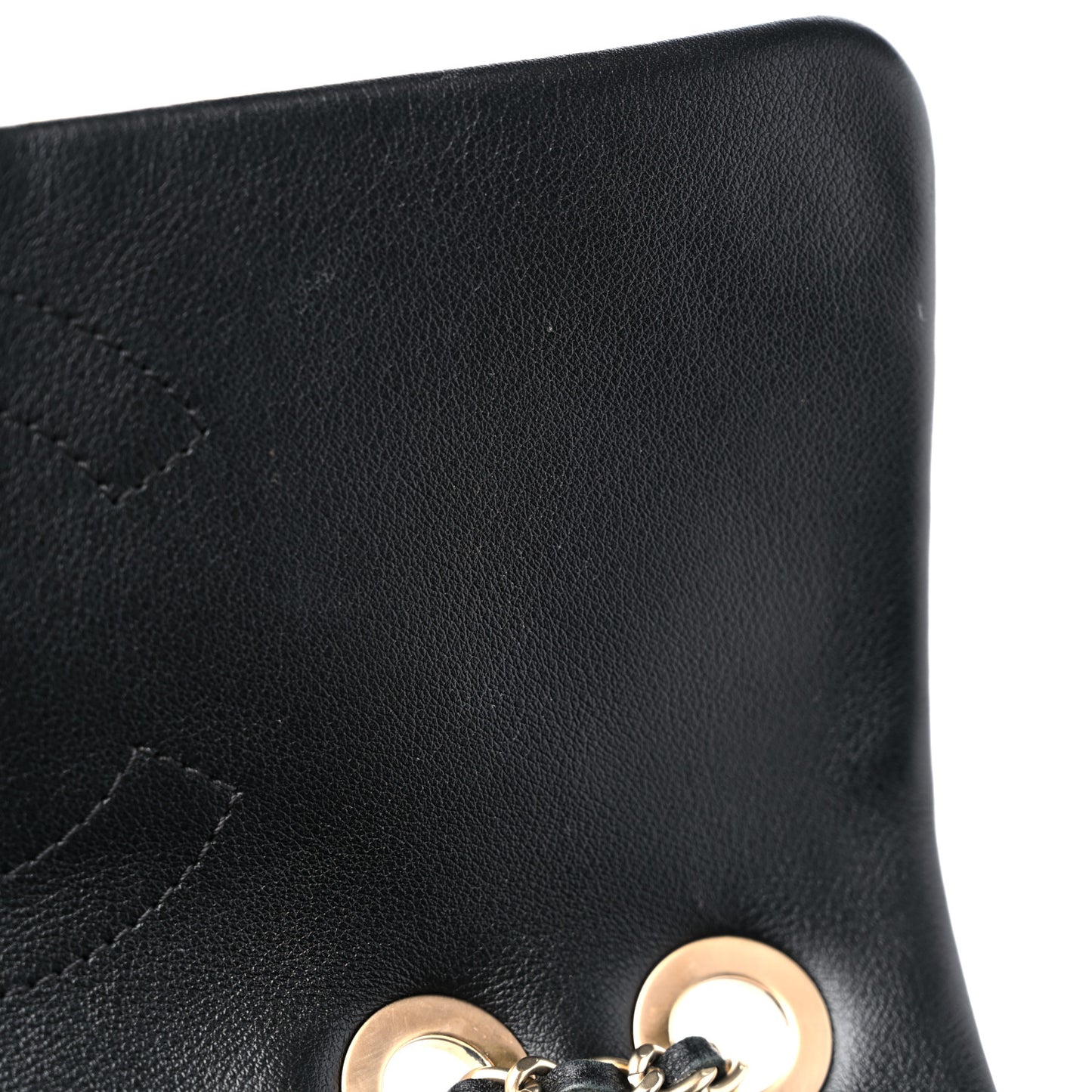 Calfskin Quilted Medium Graphic Flap Beige Black