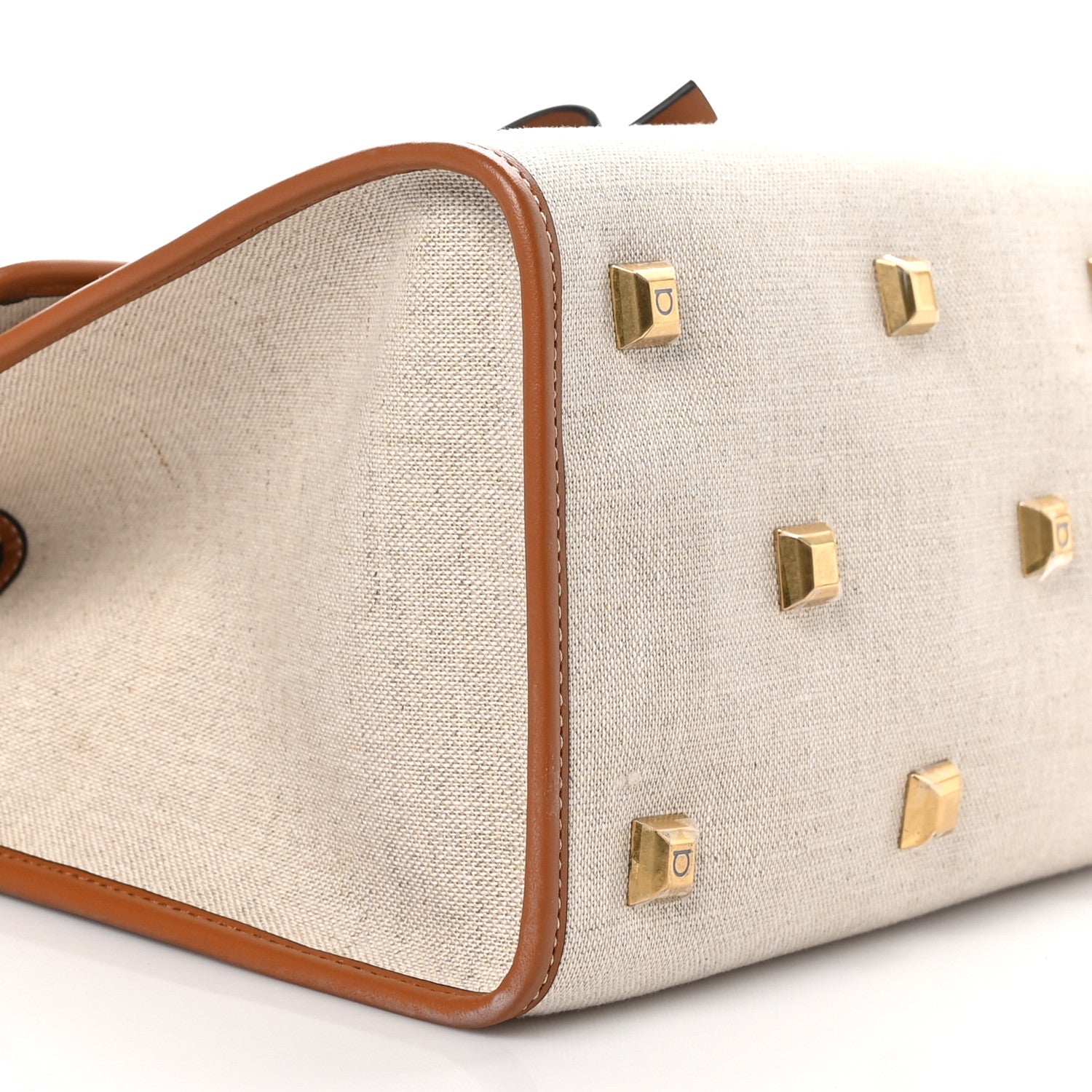 Salvatore Ferragamo Canvas Calfskin Medium The Studio Bag Beige Brown 7 of 8