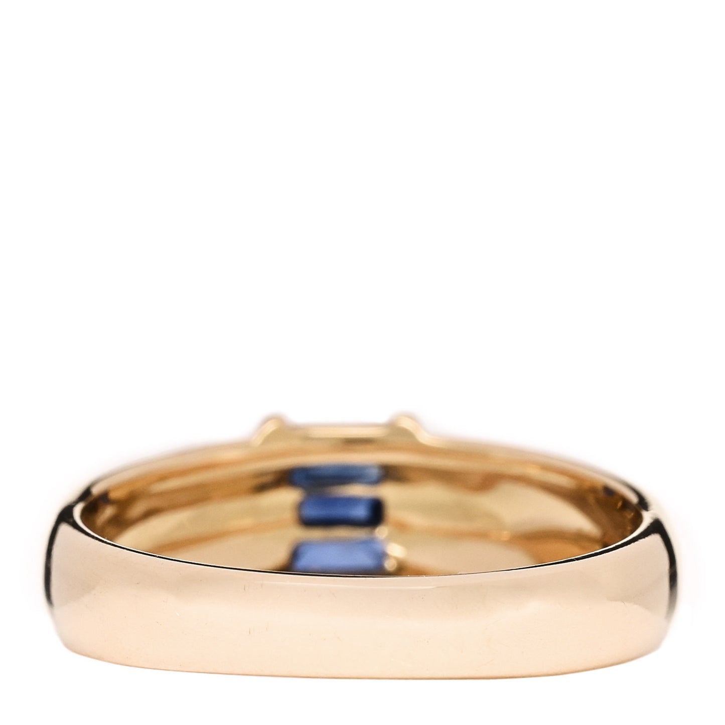 18K Yellow Gold Blue Sapphire Baguette Ring 50 5.5
